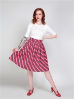 Swingnederdel - Jasmine Berry nederdel - sød nederdel med striber i hindbær, lyserød og grøn